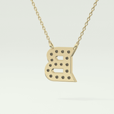 0.323 TCW Round Lab-Grown Diamond B Initial Necklace