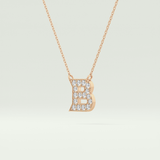 0.323 TCW Round Lab-Grown Diamond B Initial Necklace