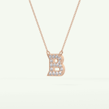0.323 TCW Round Lab-Grown Diamond B Initial Necklace