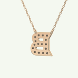 0.323 TCW Round Lab-Grown Diamond B Initial Necklace