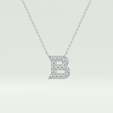 0.323 TCW Round Lab-Grown Diamond B Initial Necklace