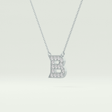 0.323 TCW Round Lab-Grown Diamond B Initial Necklace