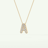0.226 TCW Round Lab-Grown Diamond A Initial Necklace