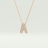 0.226 TCW Round Lab-Grown Diamond A Initial Necklace
