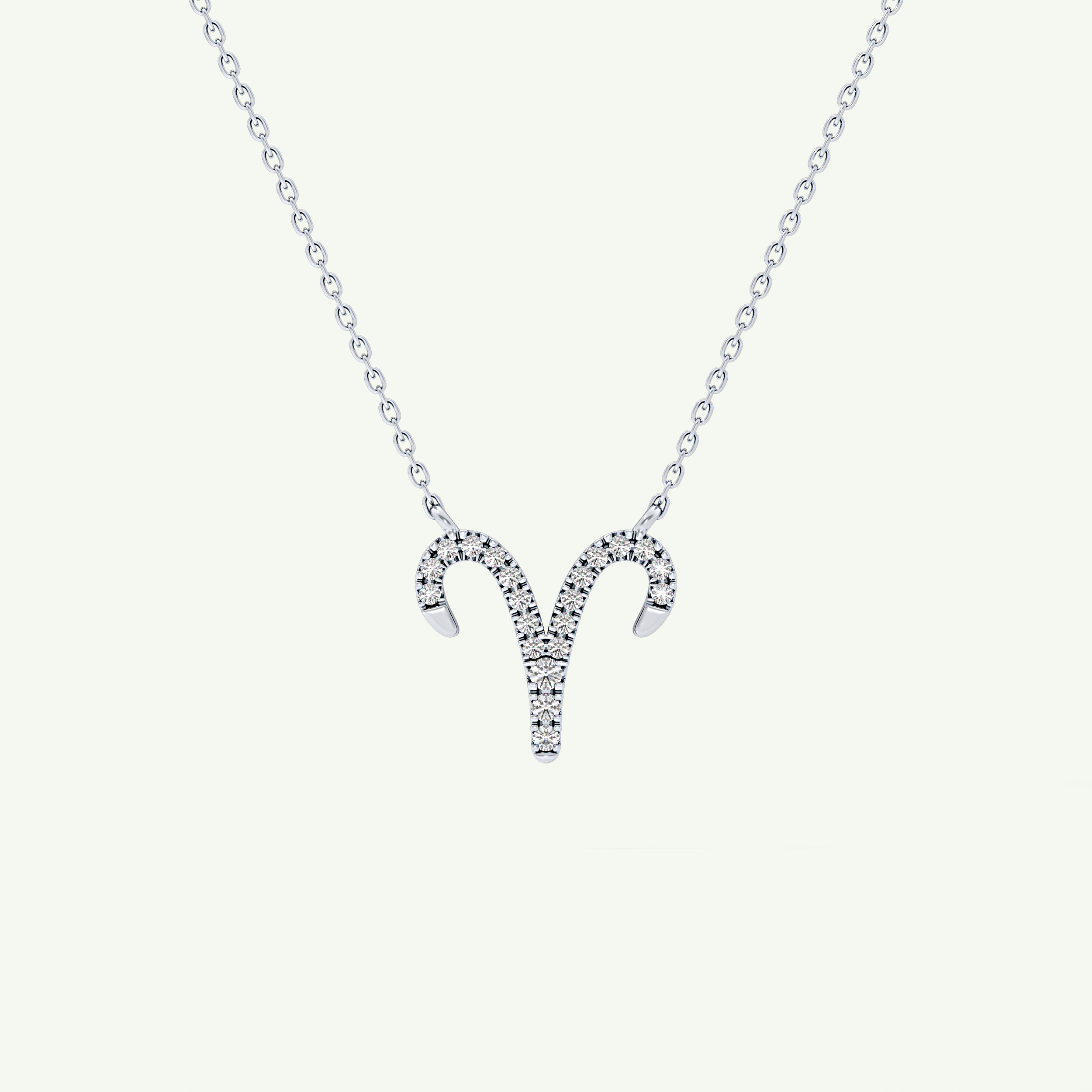 0.098 TCW Round Lab-Grown Diamond Aries Zodiac Necklace 16