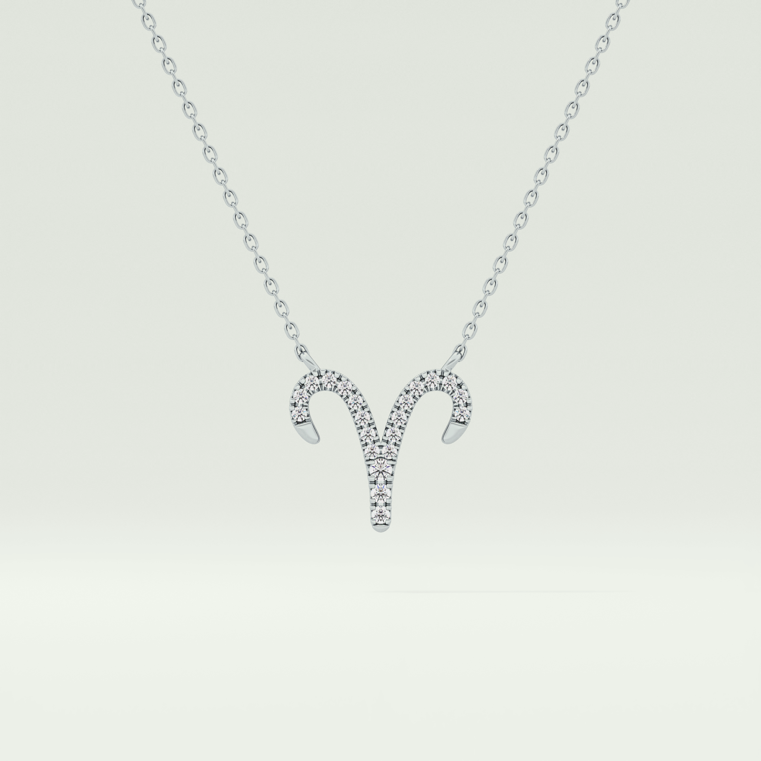 0.098 TCW Round Lab-Grown Diamond Aries Zodiac Necklace 15
