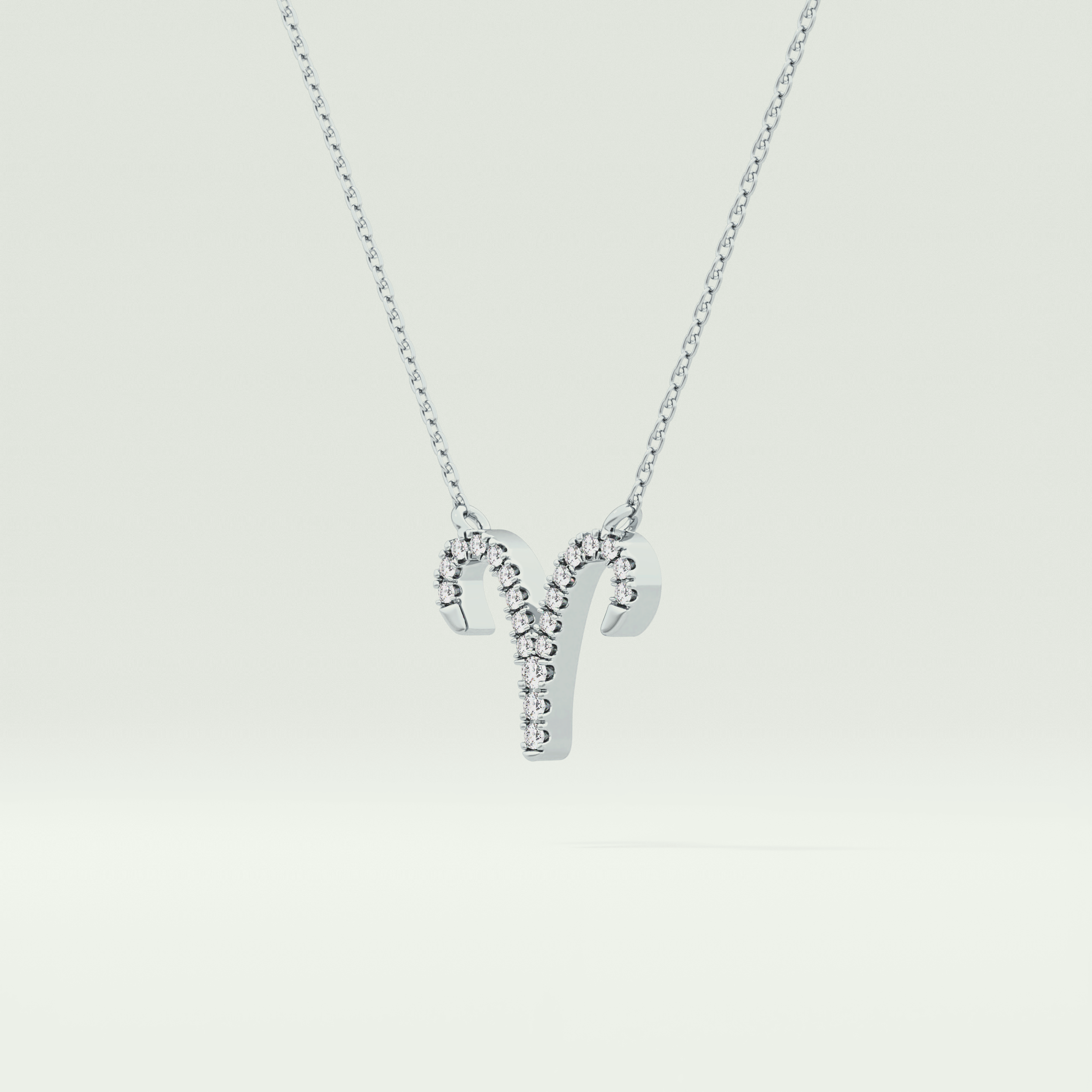 0.098 TCW Round Lab-Grown Diamond Aries Zodiac Necklace 17