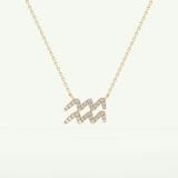 0.114 TCW Round Lab-Grown Diamond Aquarius Zodiac Necklace 2
