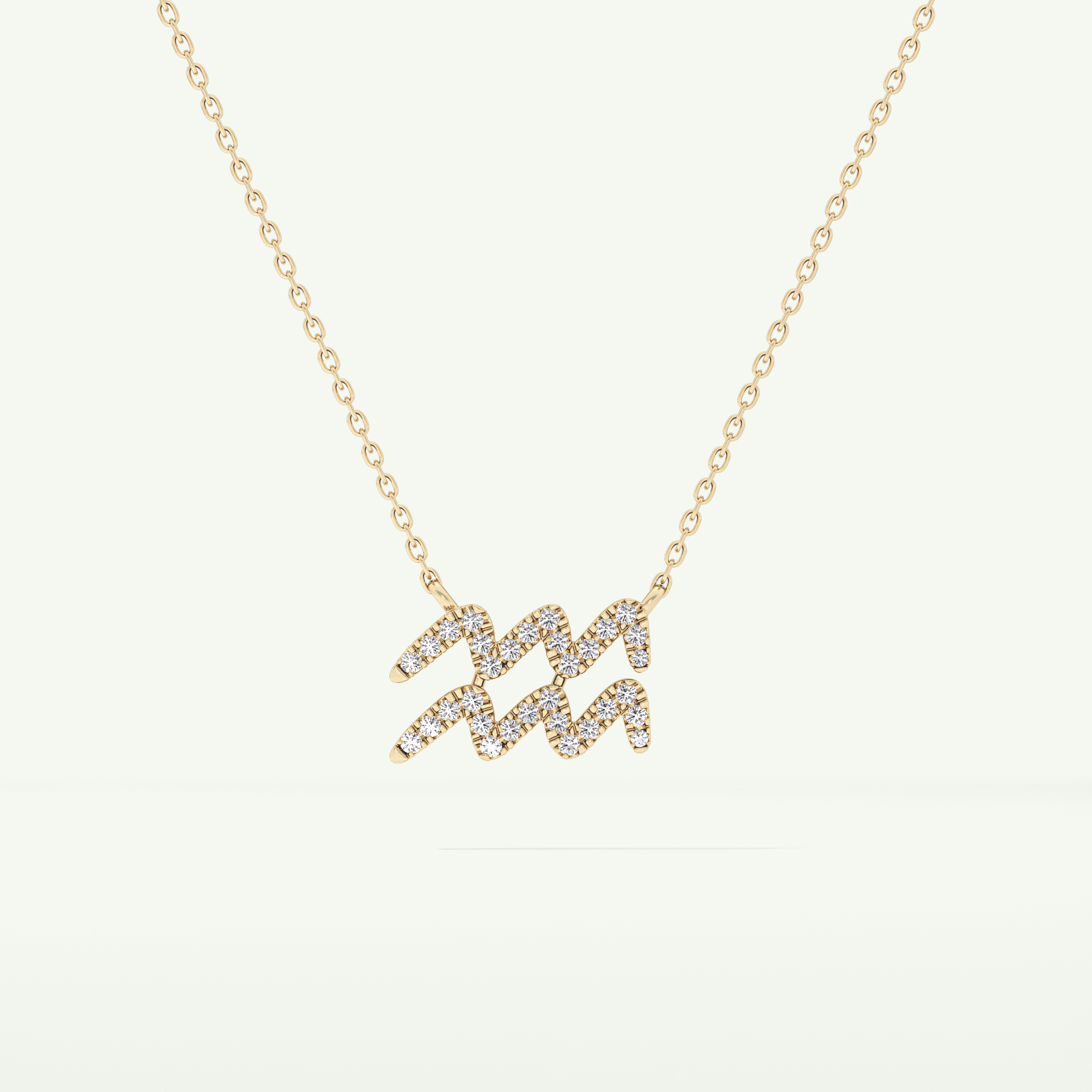 0.114 TCW Round Lab-Grown Diamond Aquarius Zodiac Necklace 2