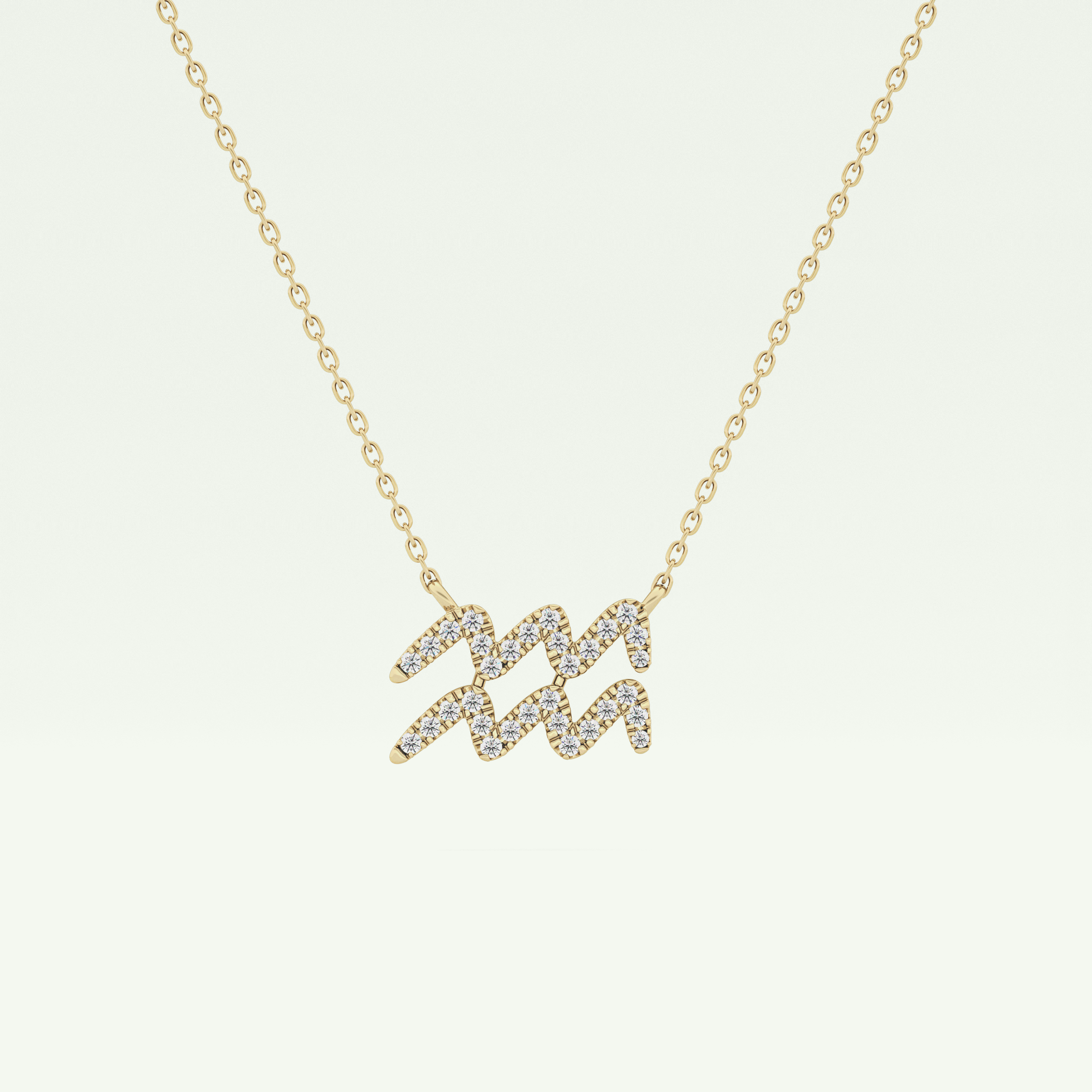 0.114 TCW Round Lab-Grown Diamond Aquarius Zodiac Necklace 1