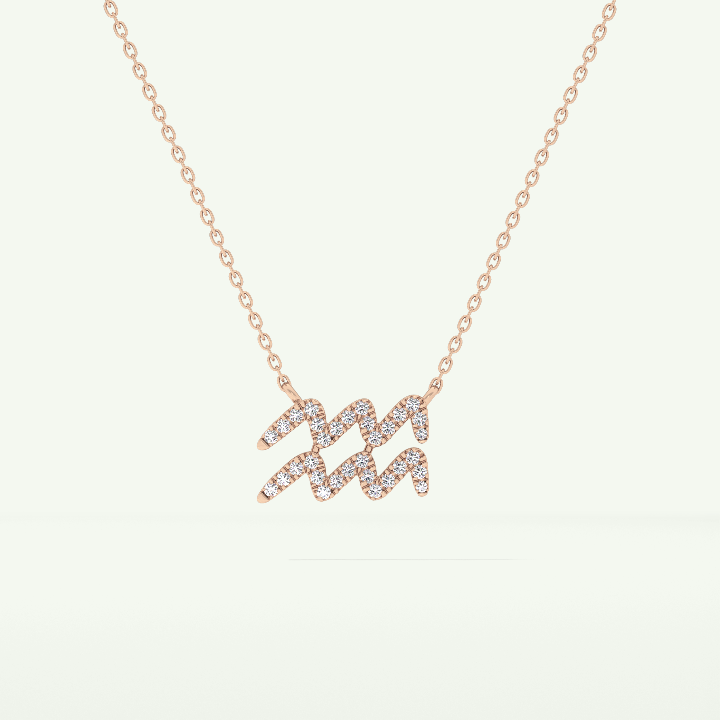 0.114 TCW Round Lab-Grown Diamond Aquarius Zodiac Necklace 9