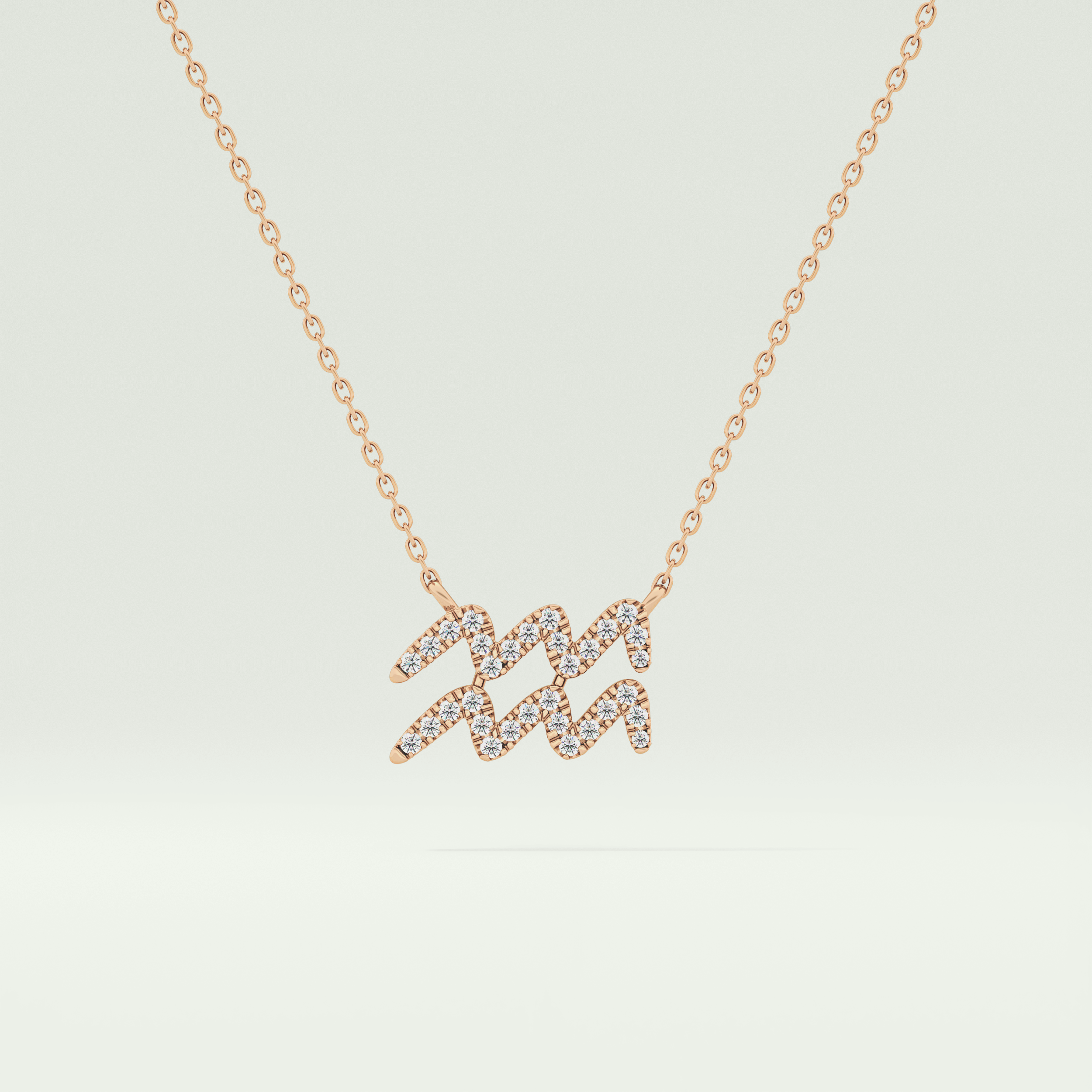 0.114 TCW Round Lab-Grown Diamond Aquarius Zodiac Necklace 8