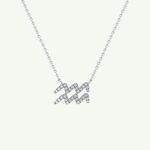 0.114 TCW Round Lab-Grown Diamond Aquarius Zodiac Necklace 16