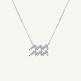 0.114 TCW Round Lab-Grown Diamond Aquarius Zodiac Necklace 16
