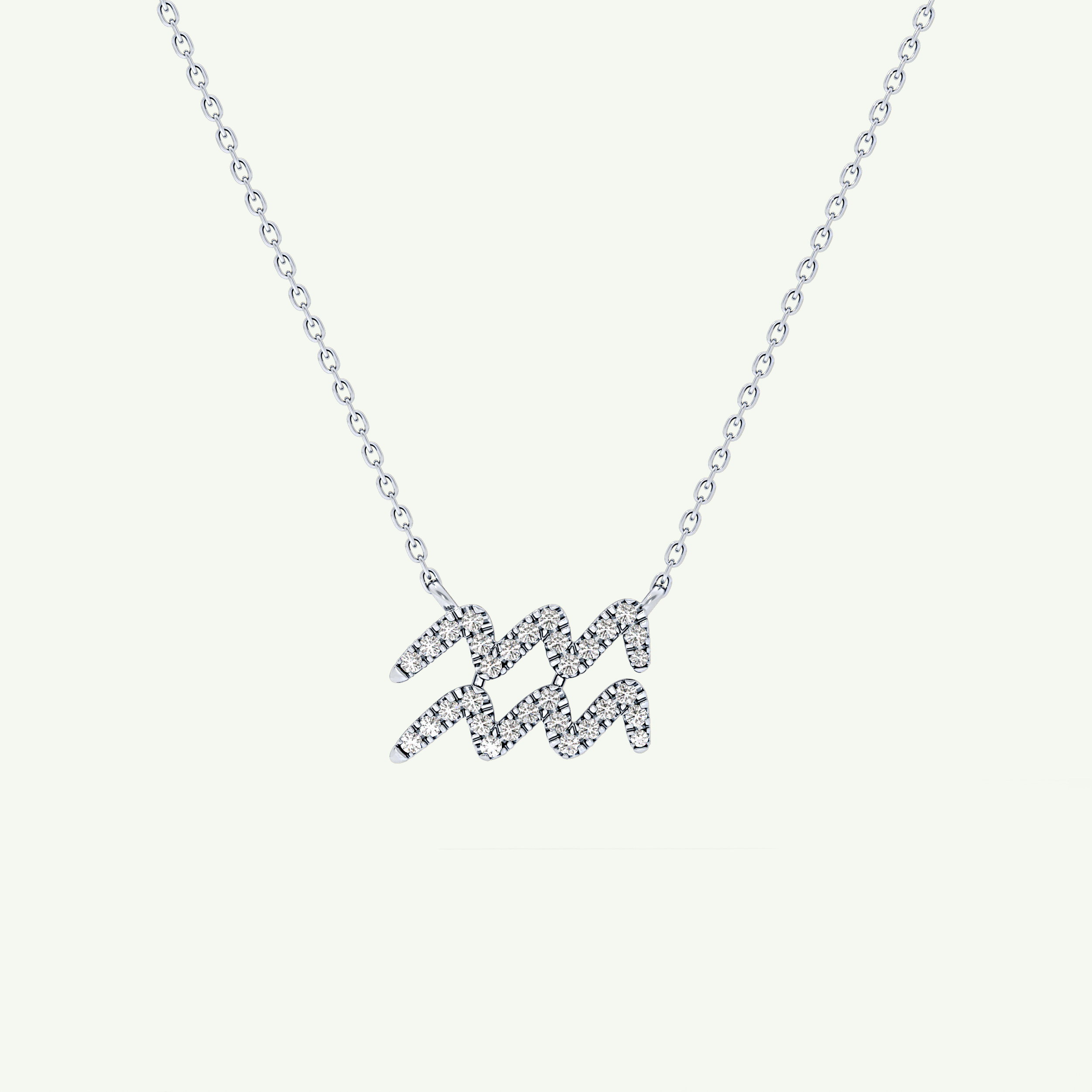 0.114 TCW Round Lab-Grown Diamond Aquarius Zodiac Necklace 16