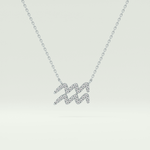 0.114 TCW Round Lab-Grown Diamond Aquarius Zodiac Necklace 15