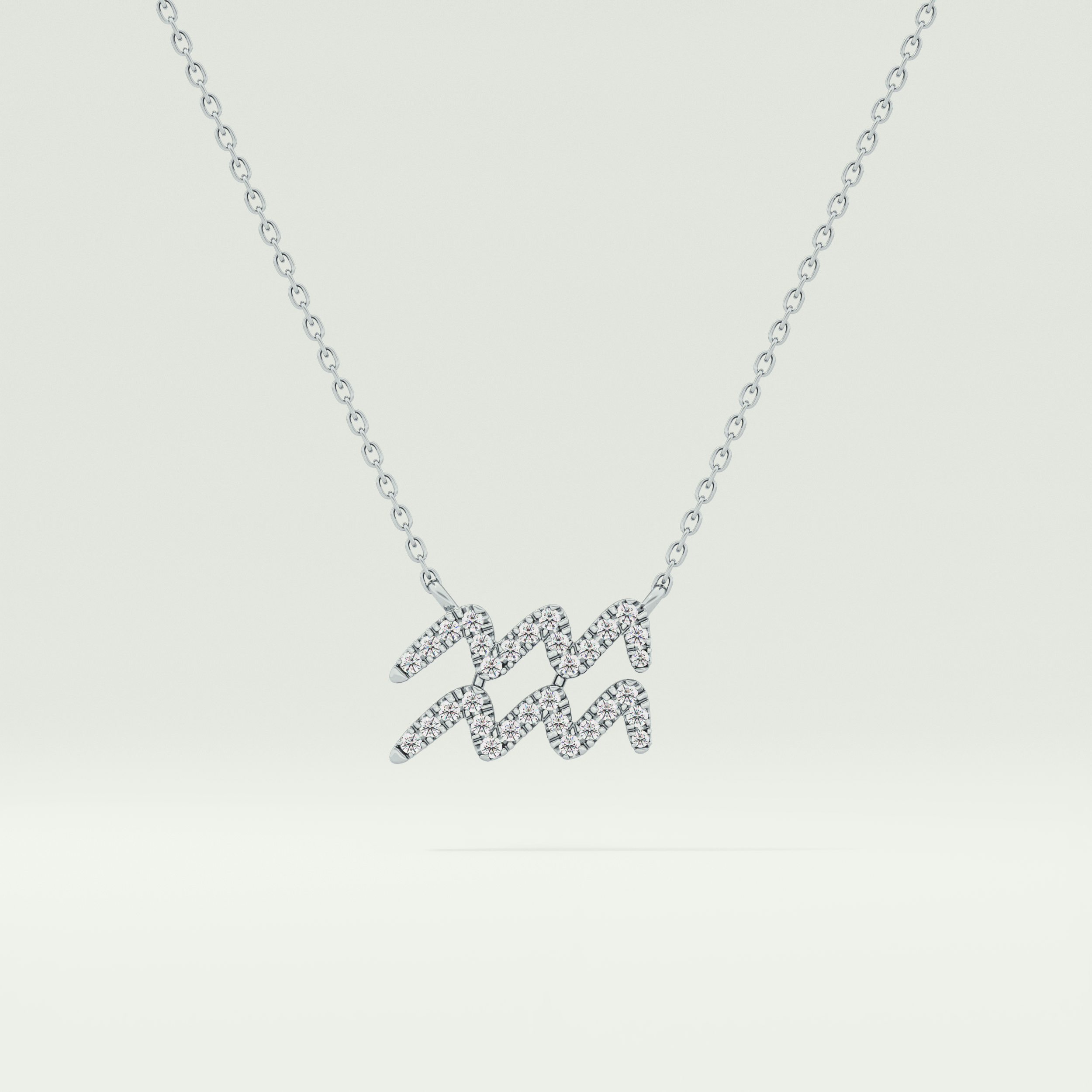 0.114 TCW Round Lab-Grown Diamond Aquarius Zodiac Necklace 15