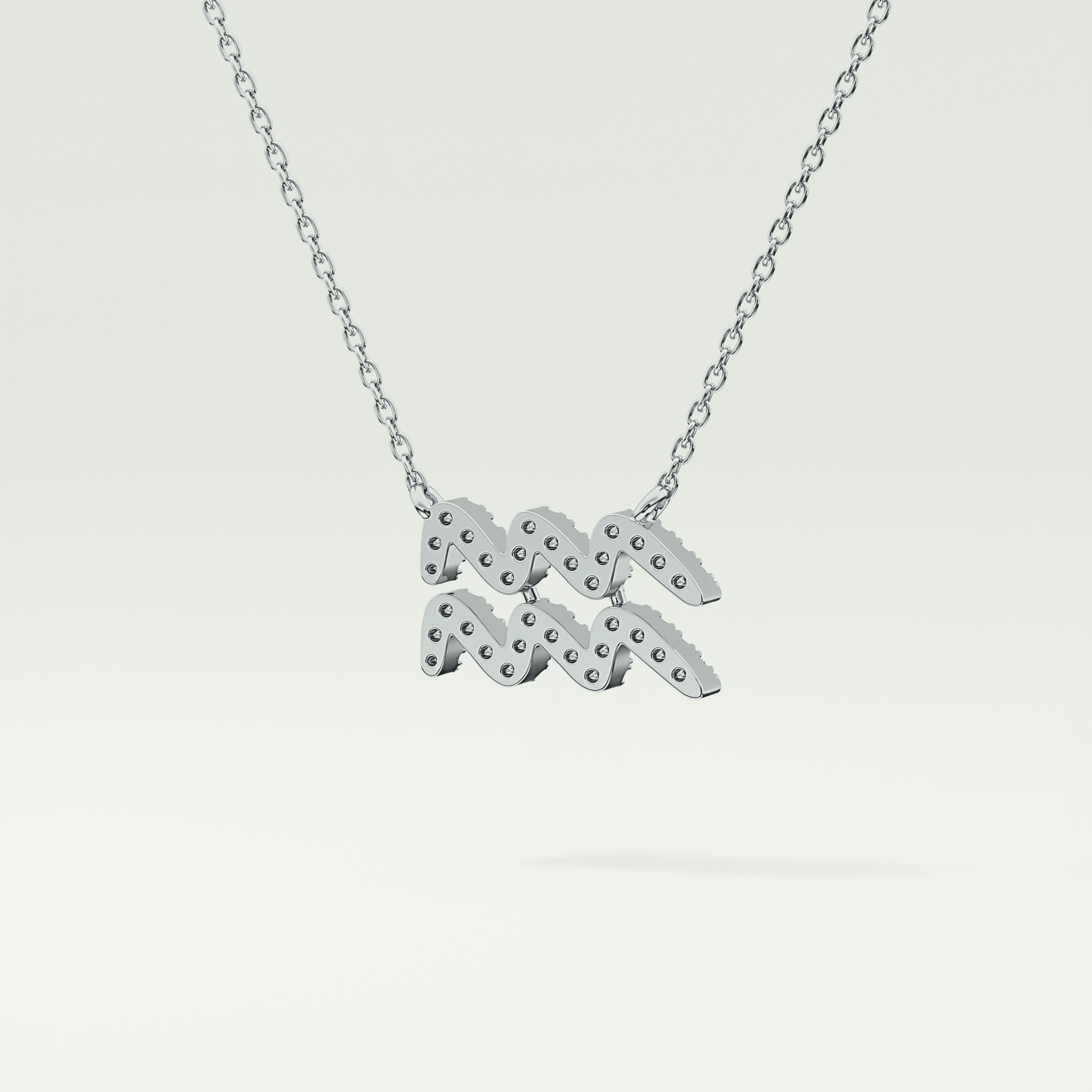0.114 TCW Round Lab-Grown Diamond Aquarius Zodiac Necklace 20