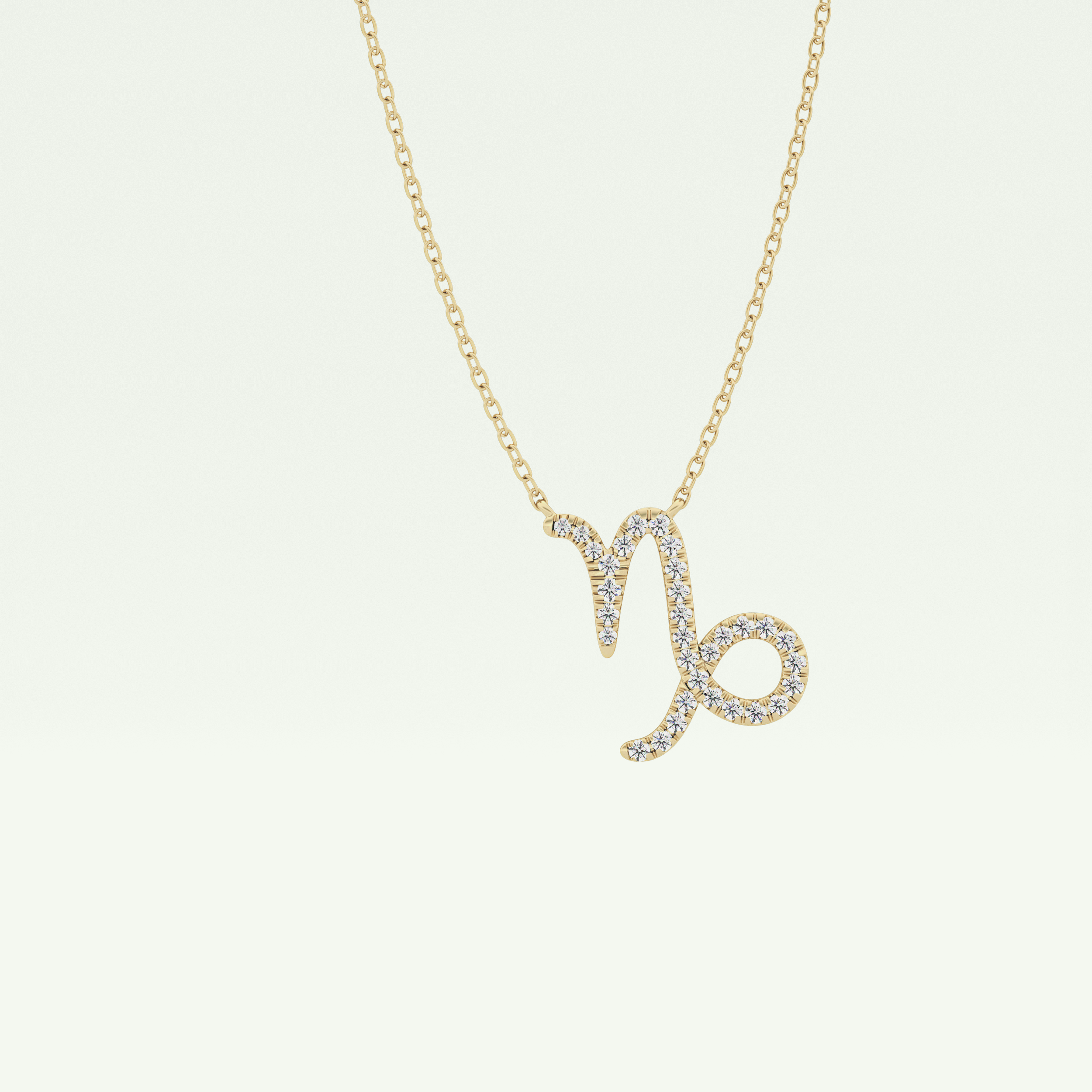 0.108 TCW Round Lab-Grown Diamond Capricon Zodiac Necklace 1