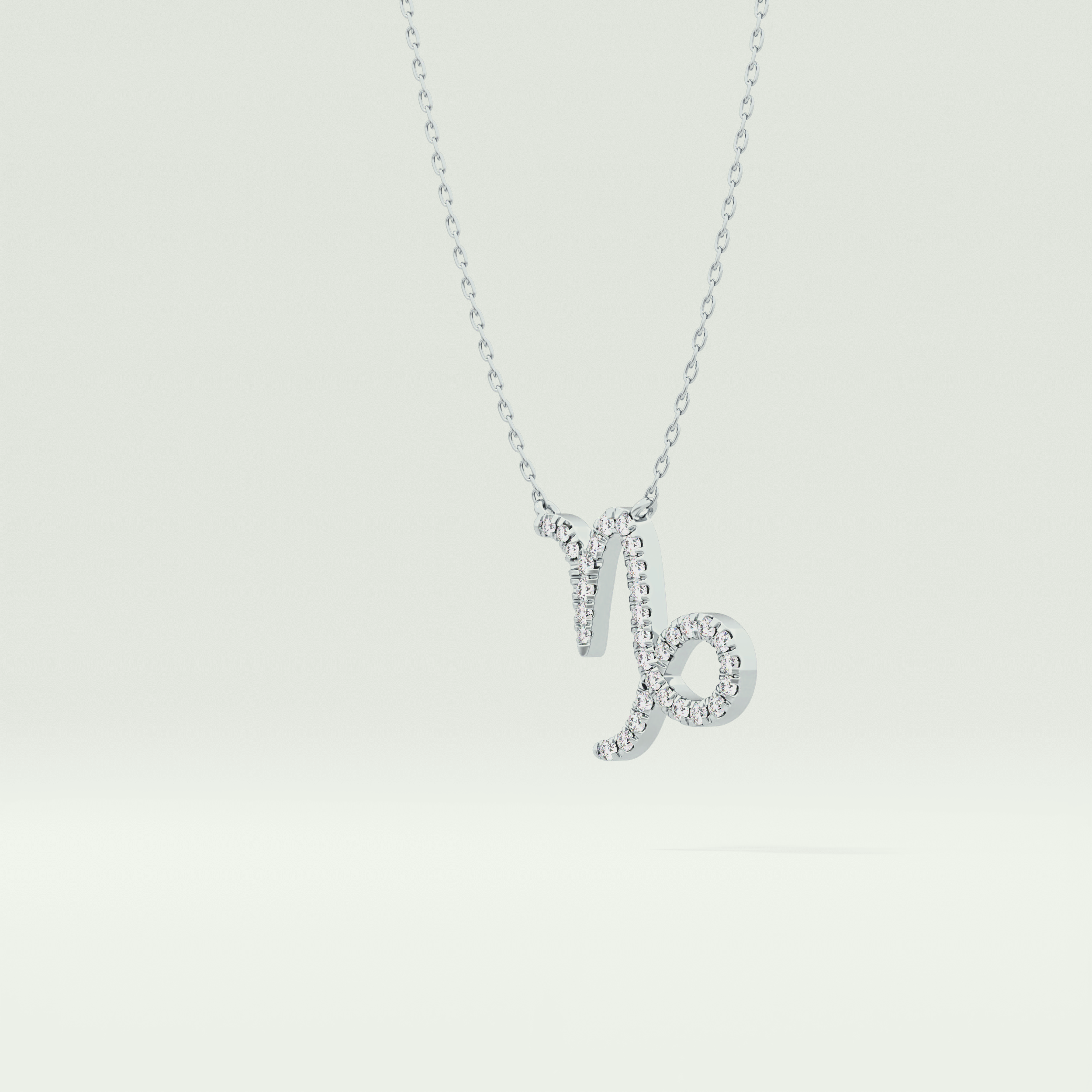 0.108 TCW Round Lab-Grown Diamond Capricon Zodiac Necklace 15