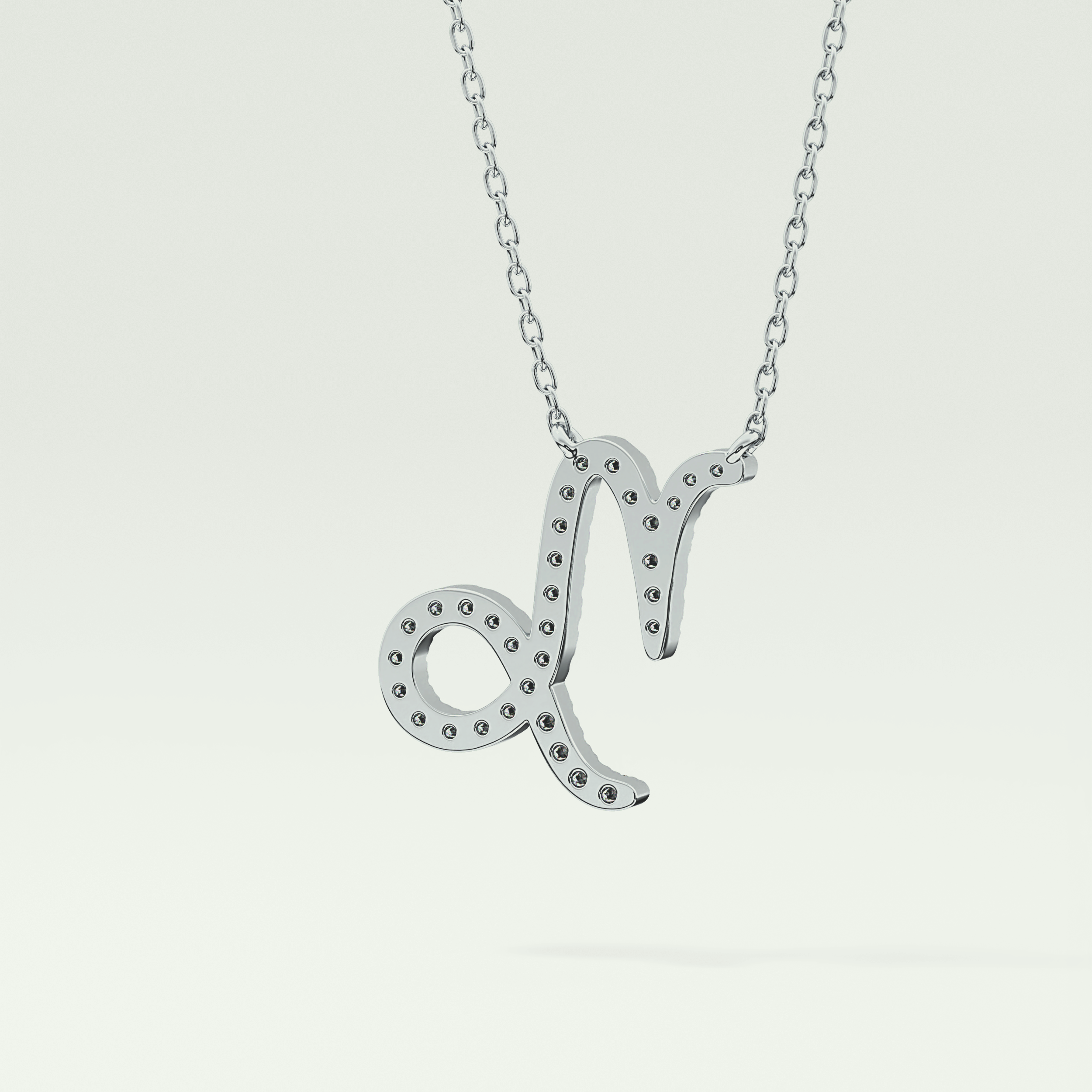 0.108 TCW Round Lab-Grown Diamond Capricon Zodiac Necklace 18