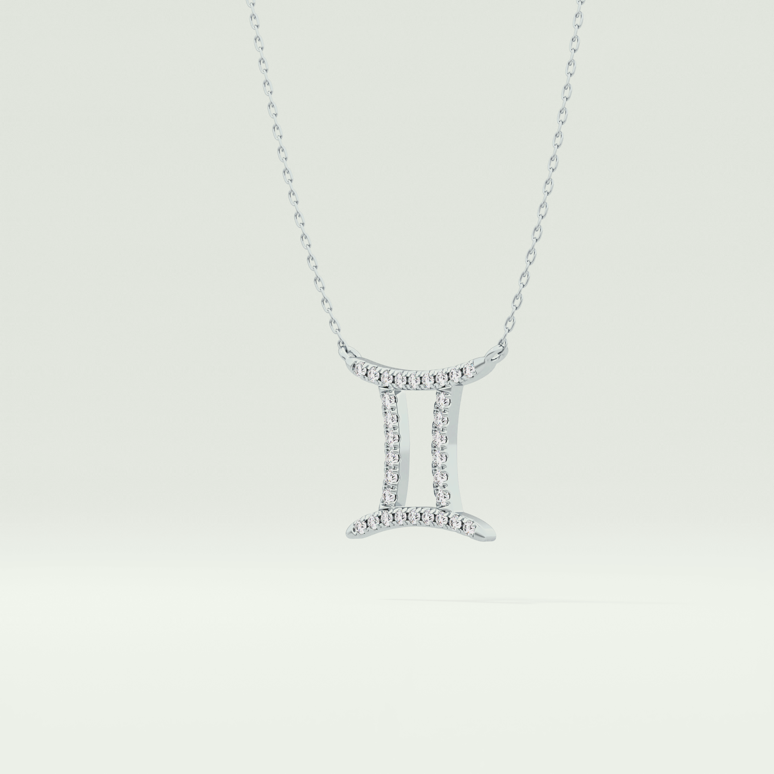 0.13 TCW Round Lab-Grown Diamond Gemini Zodiac Necklace 14