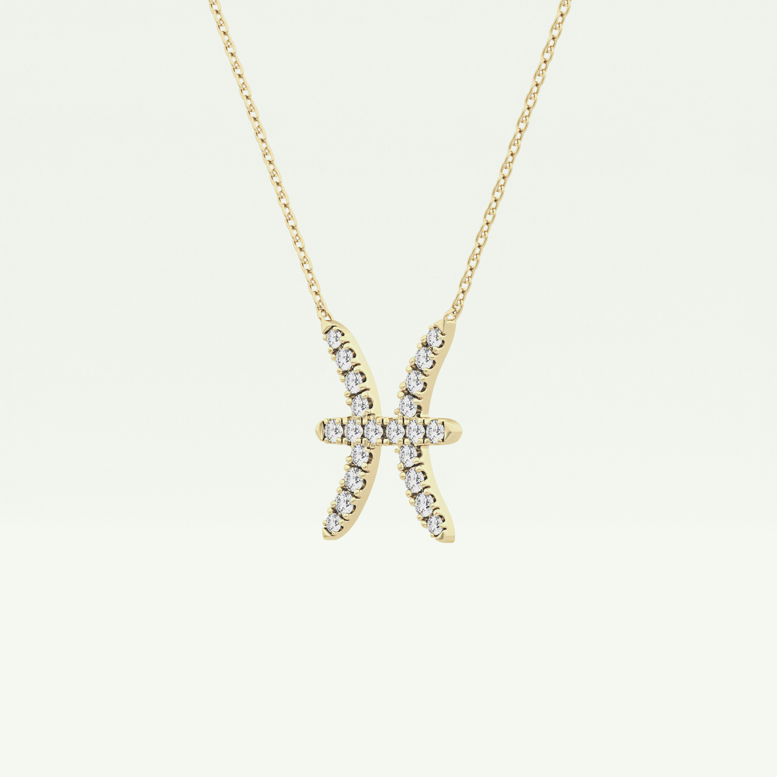 0.273 CT Round Lab-Grown Diamond Pisces Zodiac Necklace 2
