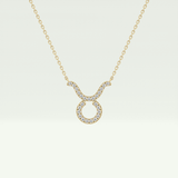 0.12 CT Round Lab-Grown Diamond Taurus Zodiac Necklace 1