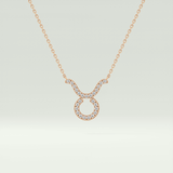 0.12 CT Round Lab-Grown Diamond Taurus Zodiac Necklace 6