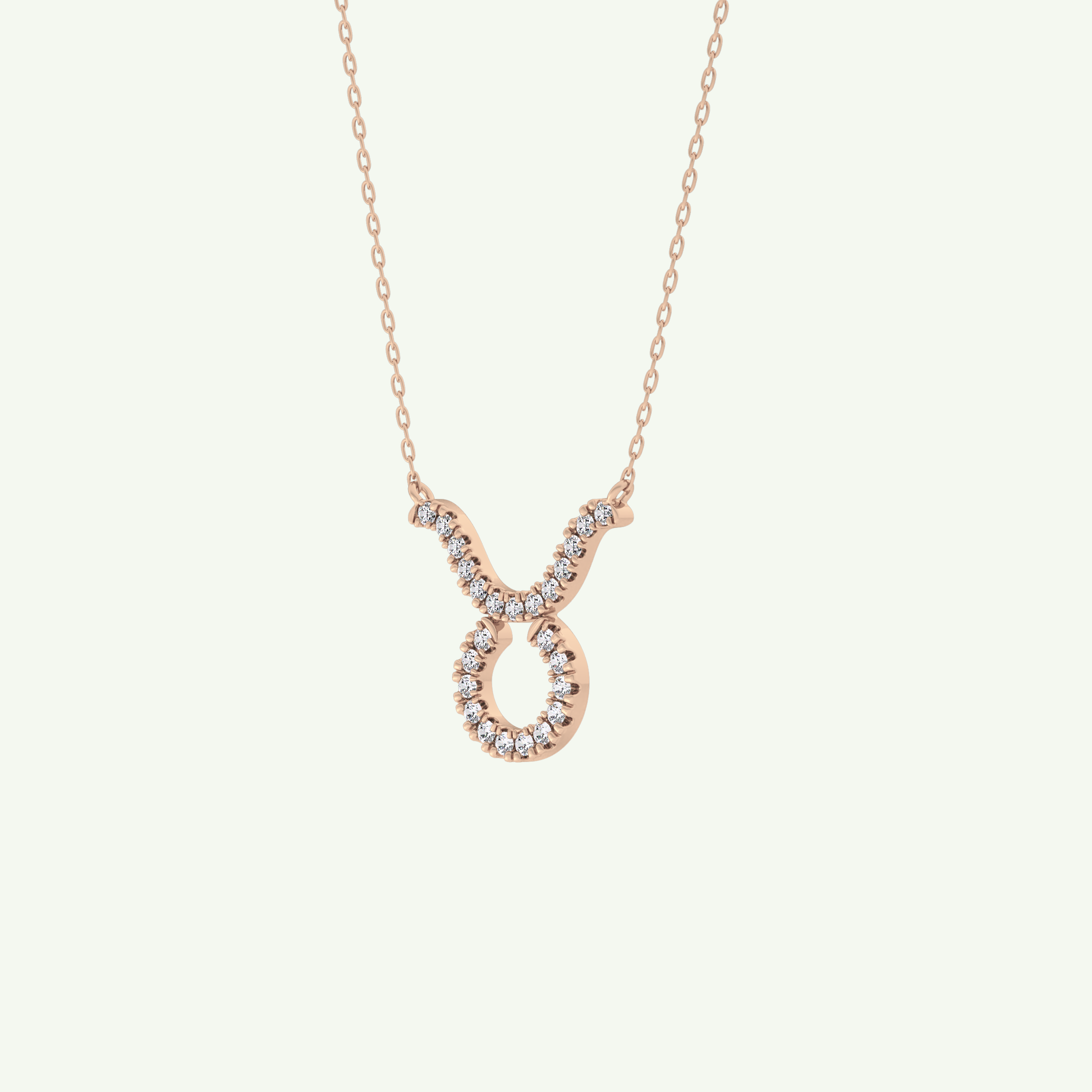 0.12 CT Round Lab-Grown Diamond Taurus Zodiac Necklace 8
