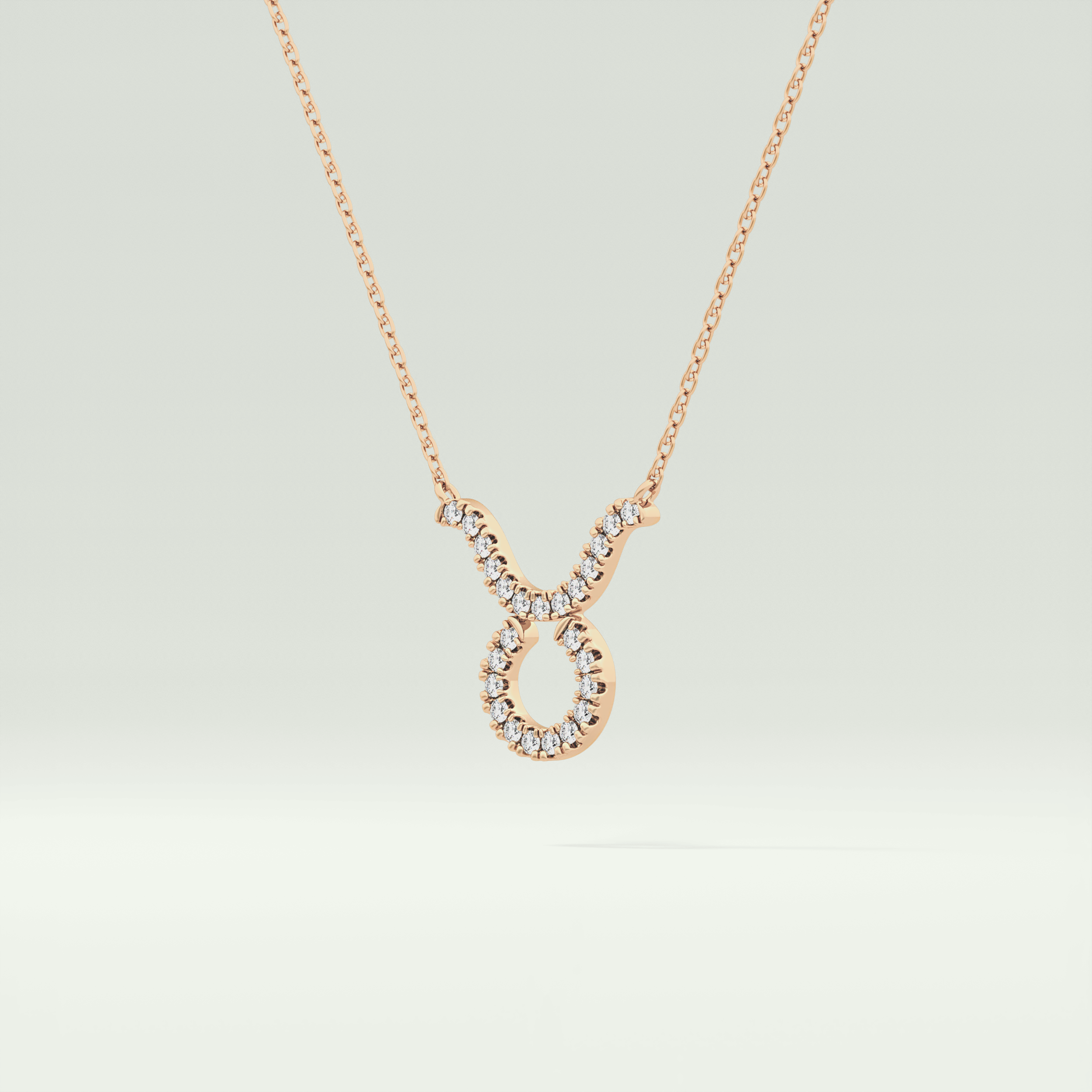 0.12 CT Round Lab-Grown Diamond Taurus Zodiac Necklace 7
