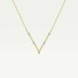 0.08 TCW Round Lab-Grown Diamond V Shaped Necklace