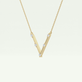 0.08 TCW Round Lab-Grown Diamond V Shaped Necklace