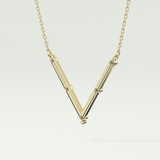 0.08 TCW Round Lab-Grown Diamond V Shaped Necklace