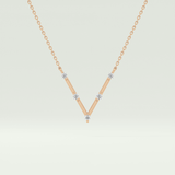 0.08 TCW Round Lab-Grown Diamond V Shaped Necklace
