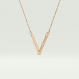 0.08 TCW Round Lab-Grown Diamond V Shaped Necklace