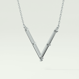0.08 TCW Round Lab-Grown Diamond V Shaped Necklace