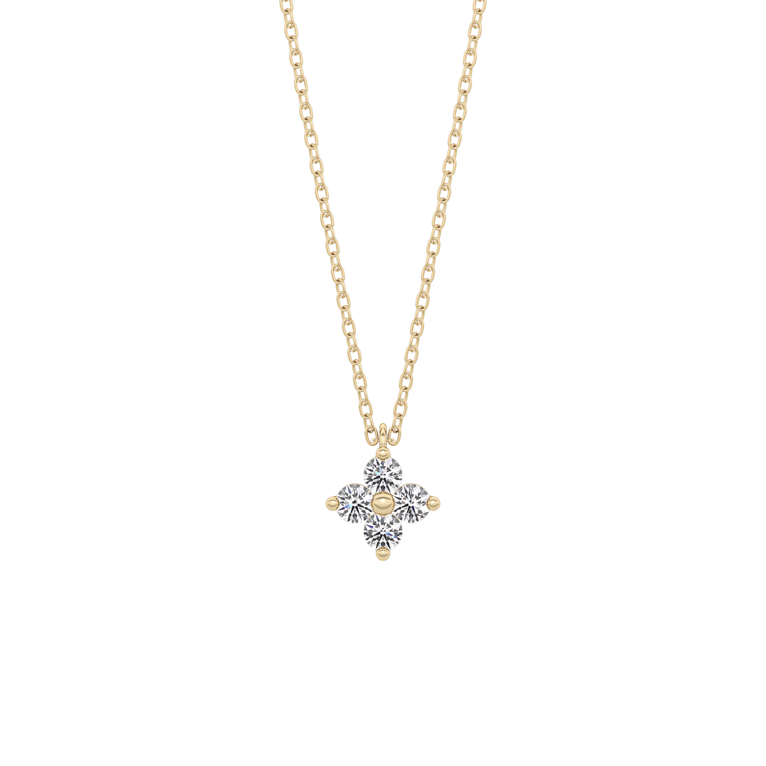 0.16 TCW Round Lab-Grown Diamond Flower Charm Necklace 2