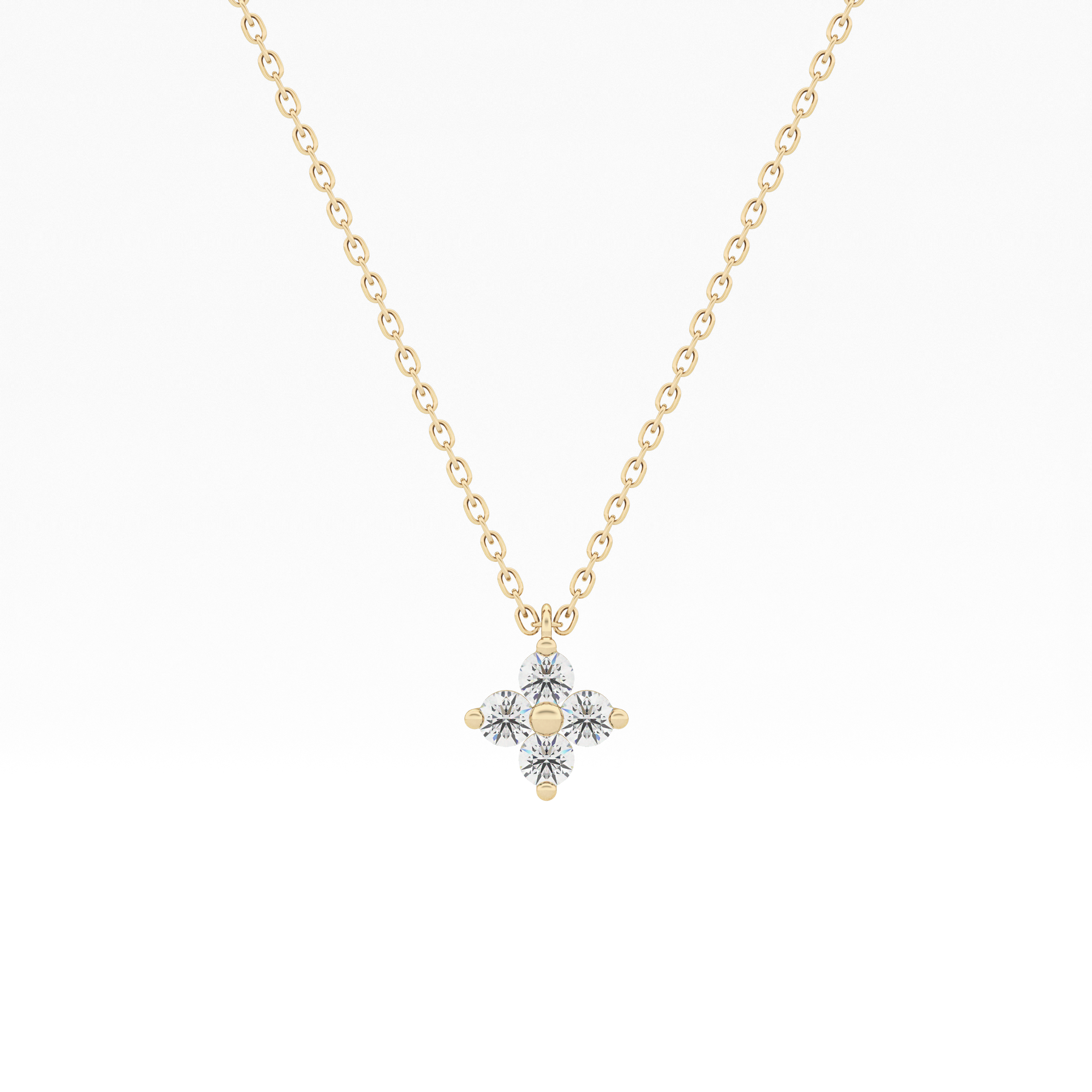 0.16 TCW Round Lab-Grown Diamond Flower Charm Necklace 1