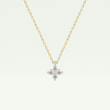 0.16 TCW Round Lab-Grown Diamond Flower Charm Necklace