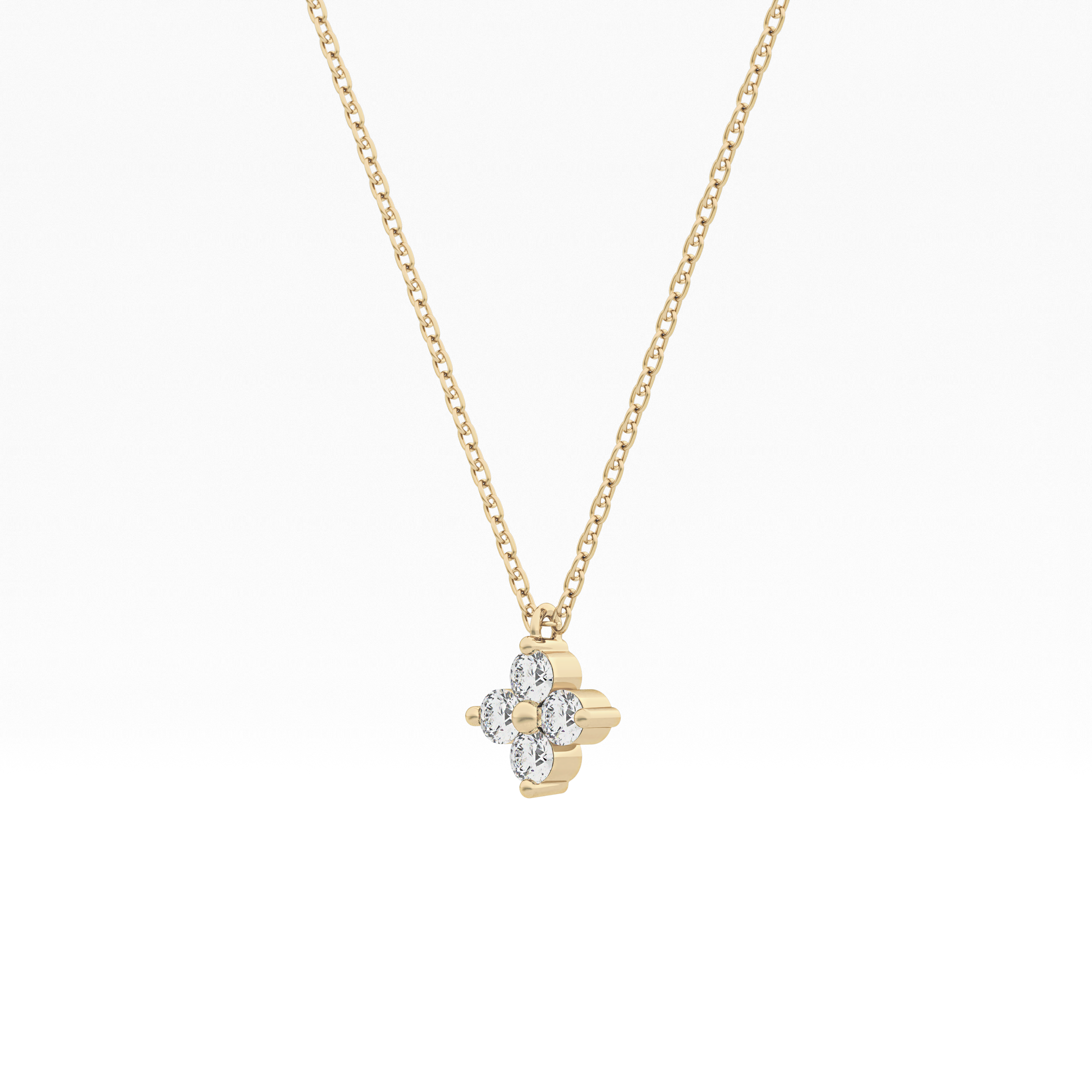 0.16 TCW Round Lab-Grown Diamond Flower Charm Necklace 3
