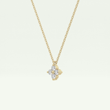 0.16 TCW Round Lab-Grown Diamond Flower Charm Necklace