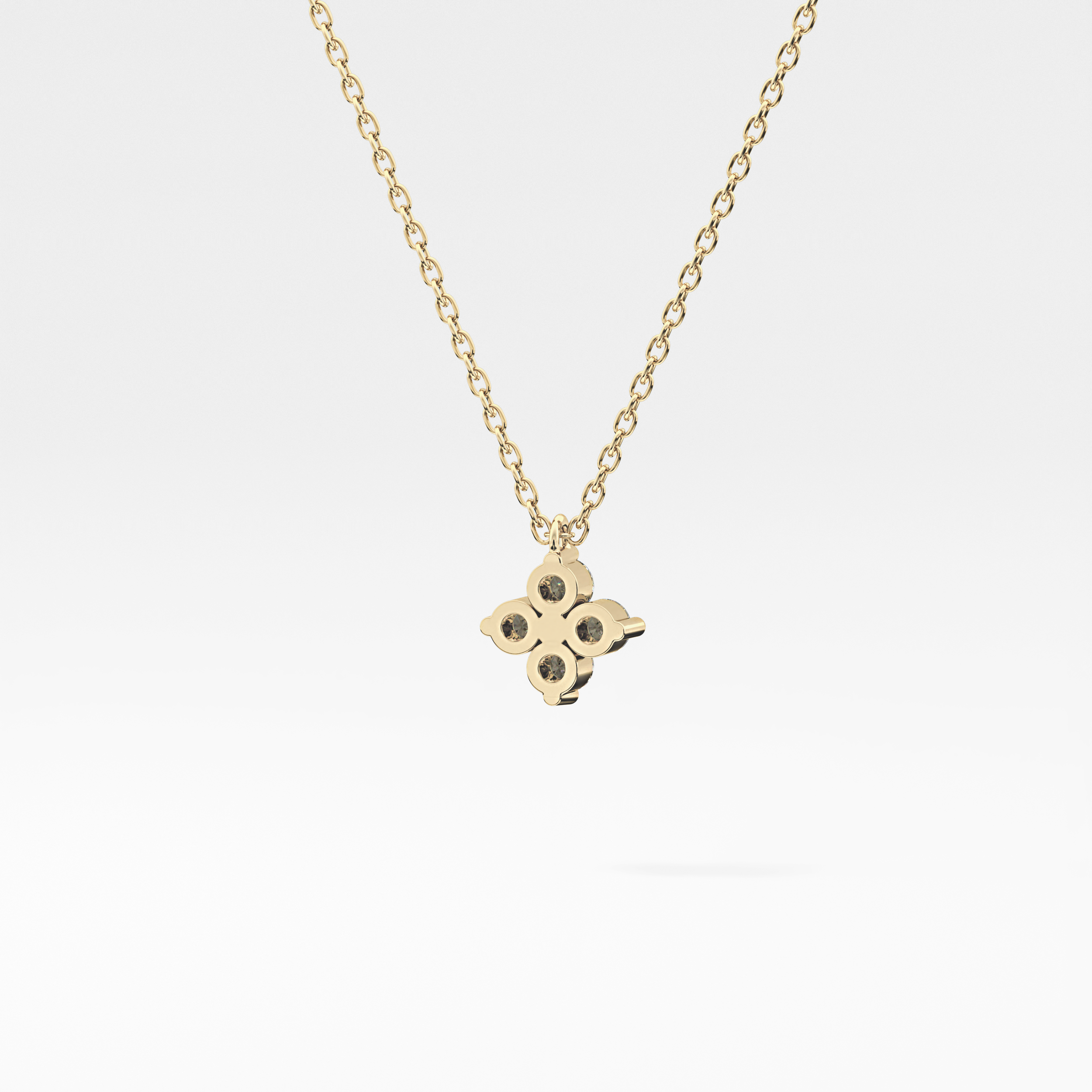 0.16 TCW Round Lab-Grown Diamond Flower Charm Necklace 6