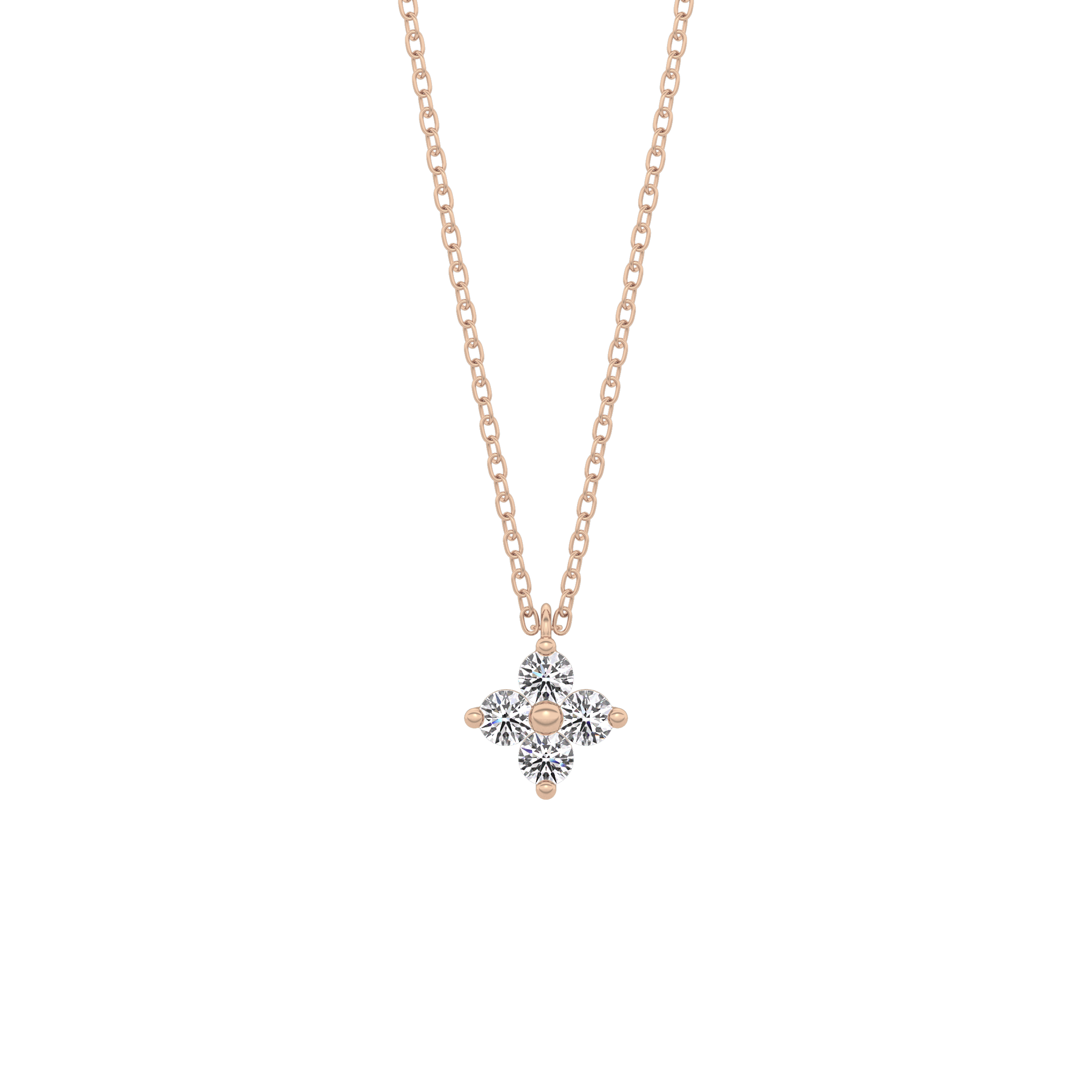 0.16 TCW Round Lab-Grown Diamond Flower Charm Necklace 8