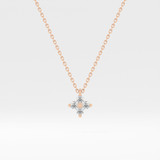 0.16 TCW Round Lab-Grown Diamond Flower Charm Necklace 7