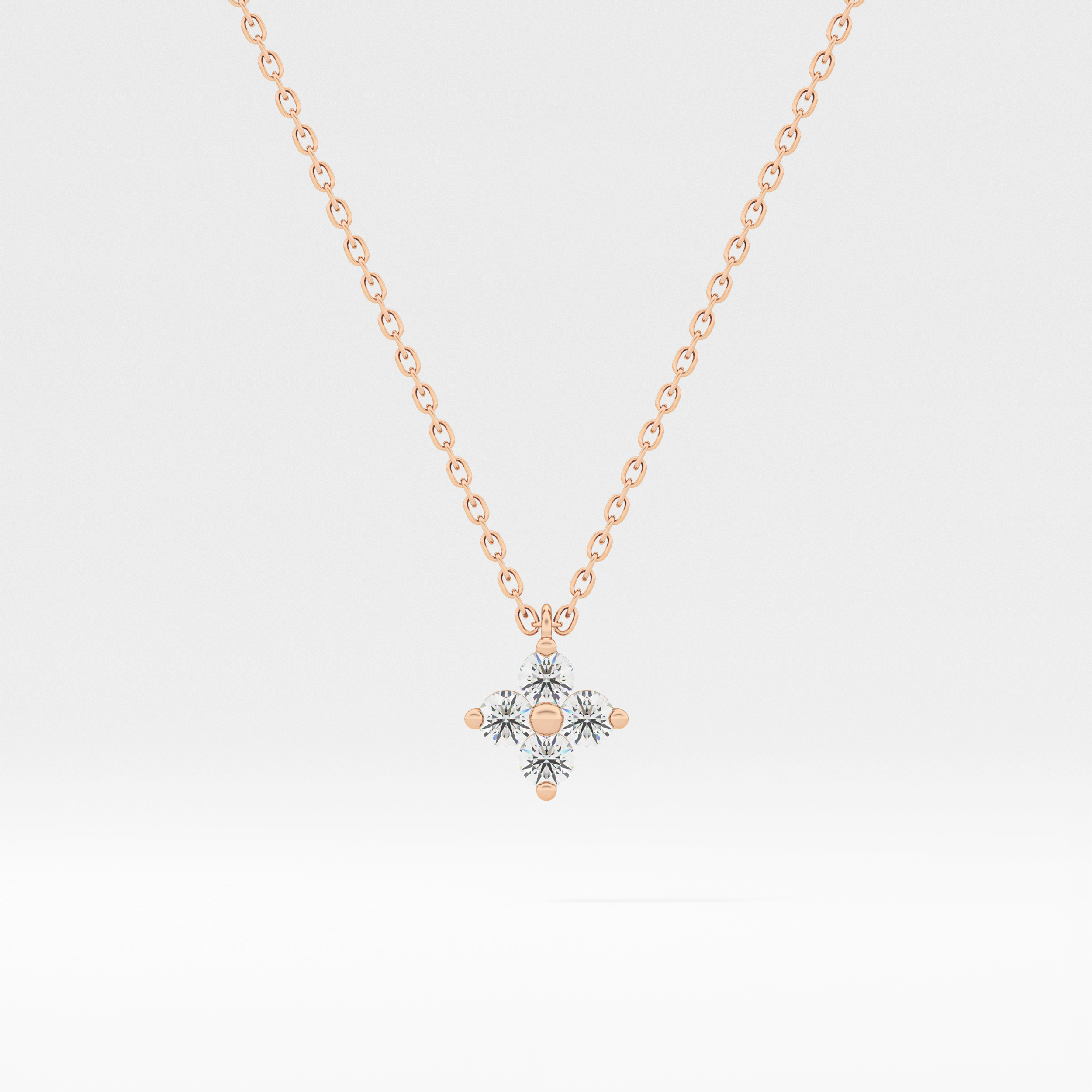 0.16 TCW Round Lab-Grown Diamond Flower Charm Necklace 7