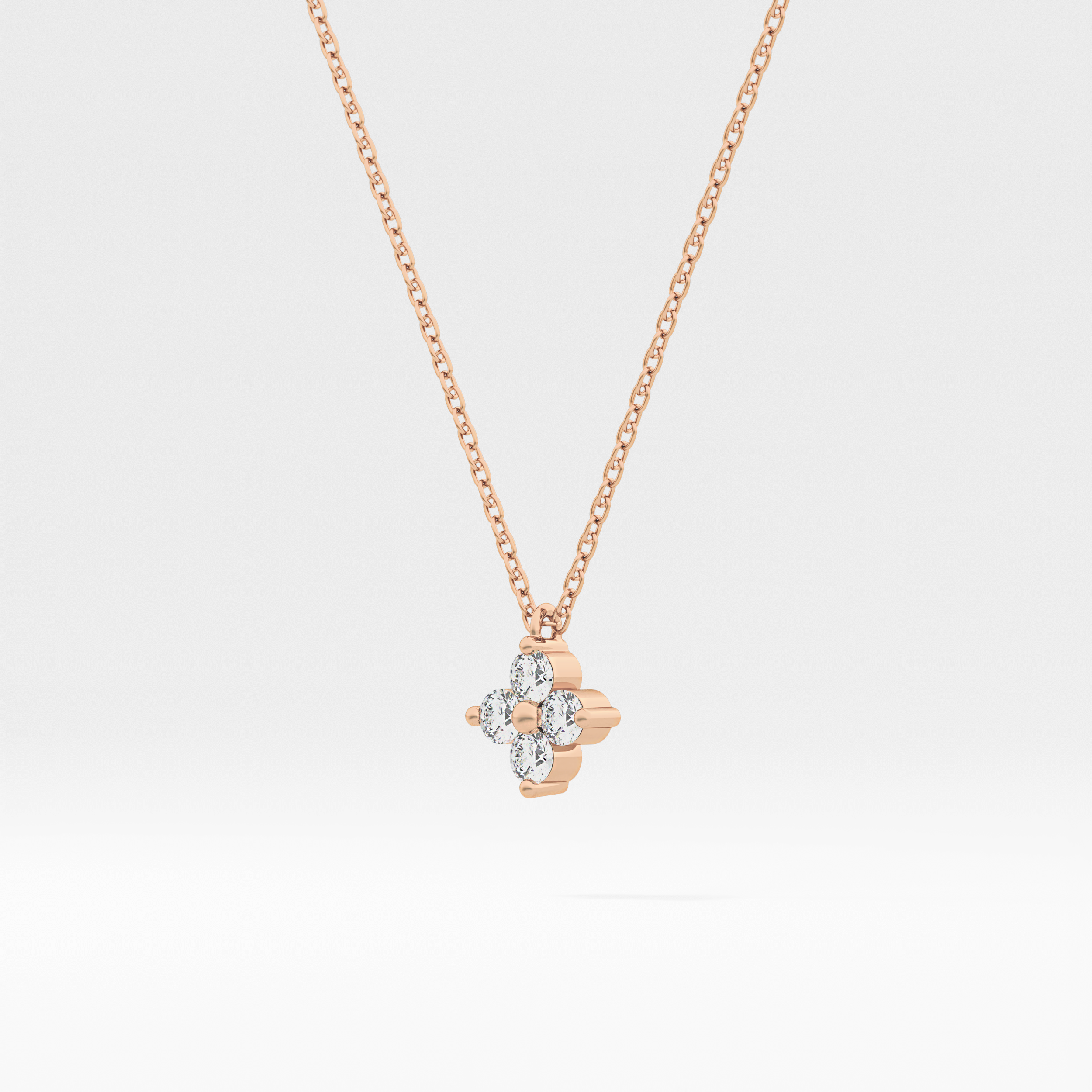 0.16 TCW Round Lab-Grown Diamond Flower Charm Necklace 9
