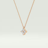 0.16 TCW Round Lab-Grown Diamond Flower Charm Necklace