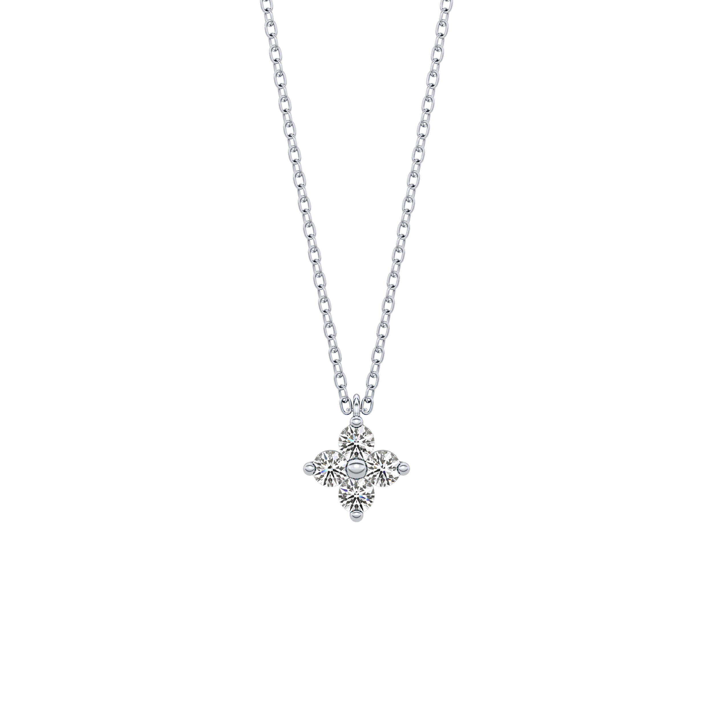 0.16 TCW Round Lab-Grown Diamond Flower Charm Necklace 14