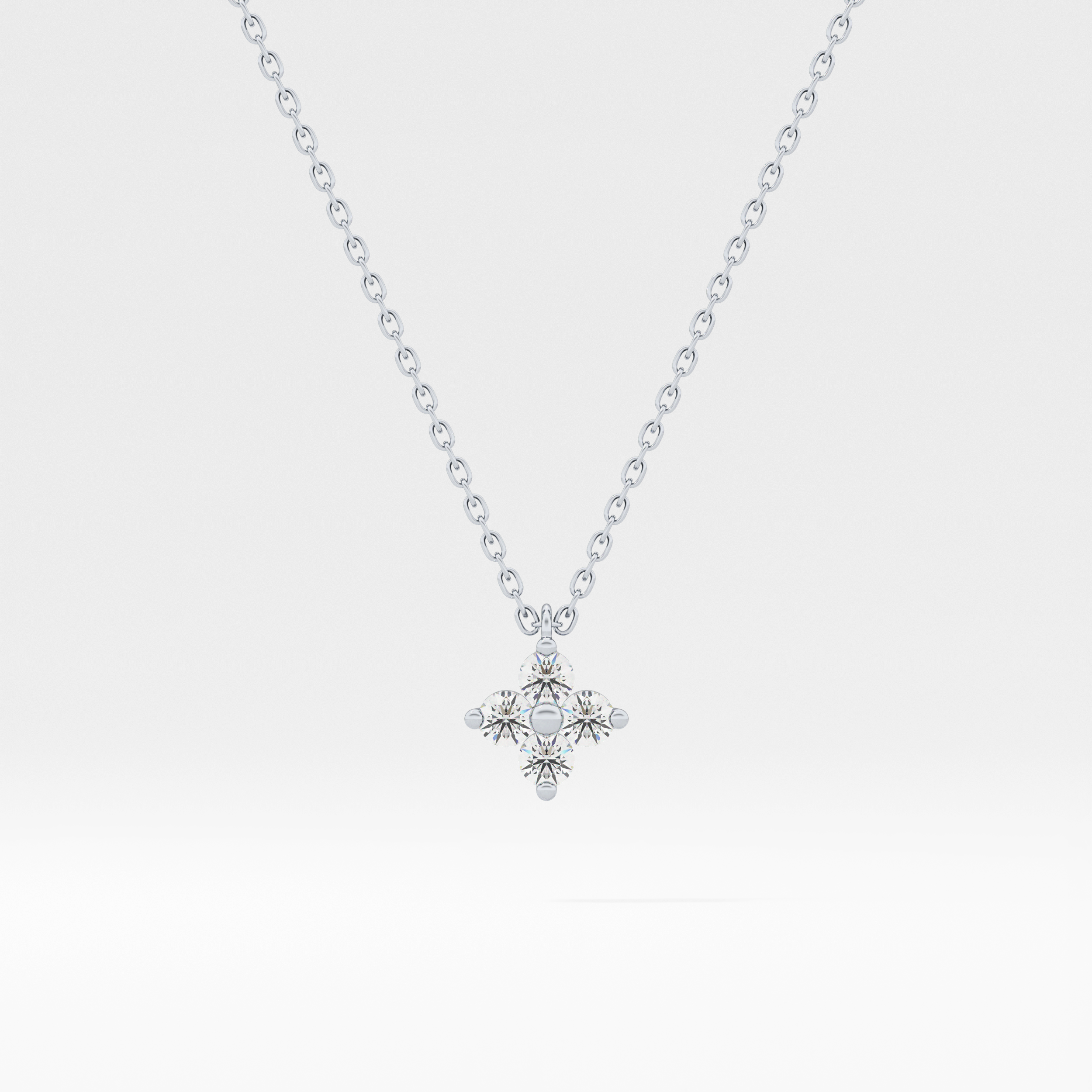 0.16 TCW Round Lab-Grown Diamond Flower Charm Necklace 13